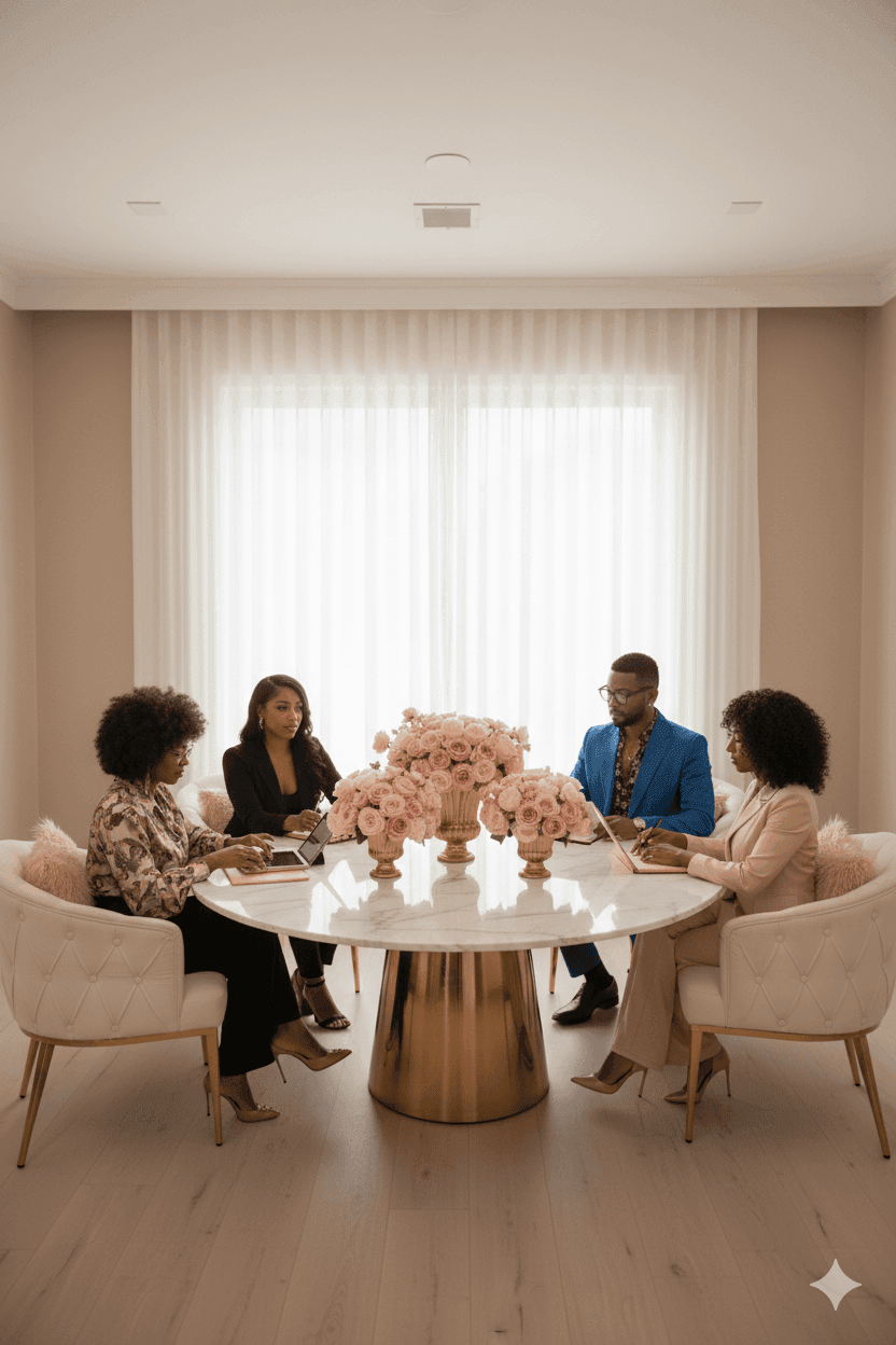Entrepreneurs working with Marketing Queens on brand development strategy