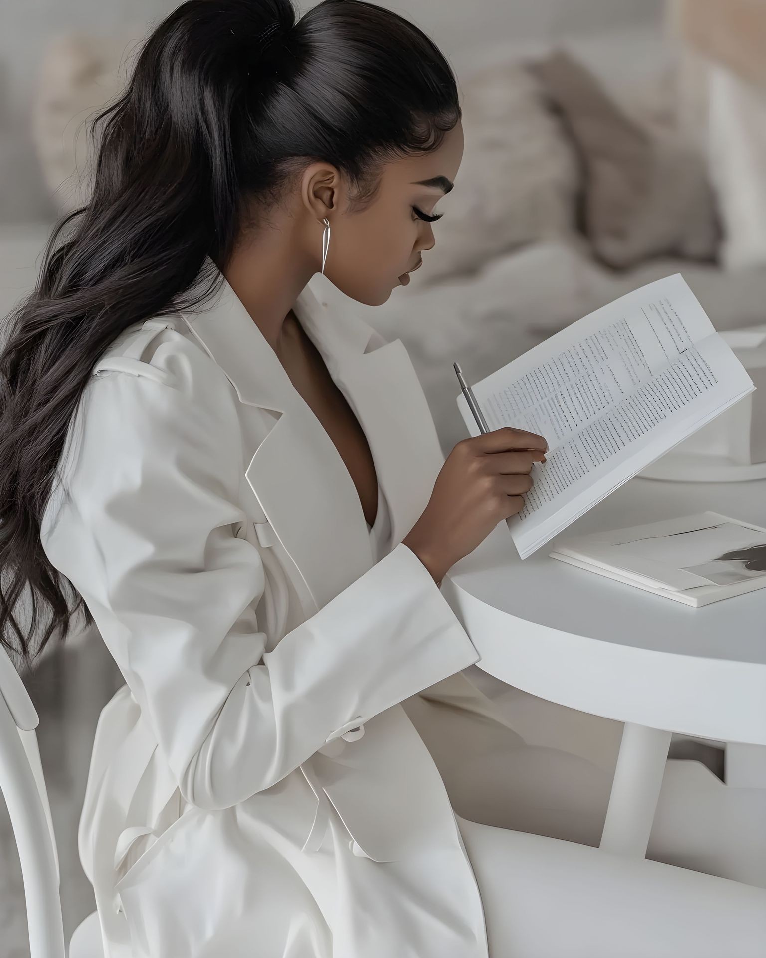 Marketing Queens founder writing in planner during client strategy prep